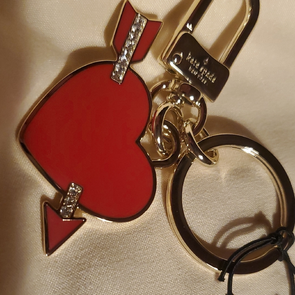 Kate Spade Red Heart/Gold Key Fob - NWT